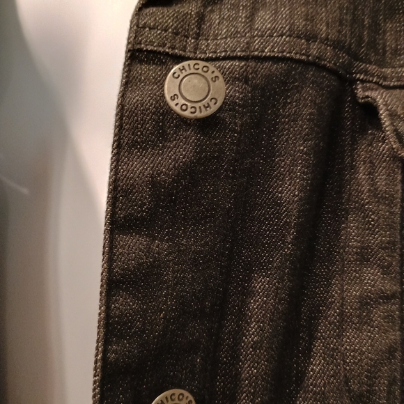 Chicos Studded Casual Black Denim Jacket Size 3 - Picture 3 of 8